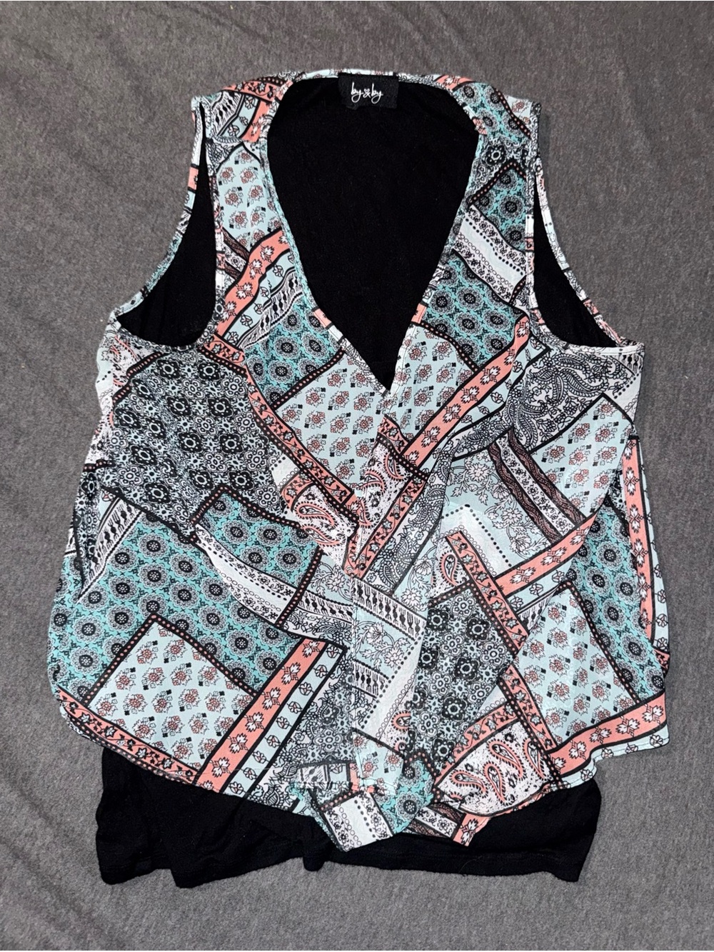 By And By Boho Paisley Patchwork Layered Faux Wrap Women’s Large Casual